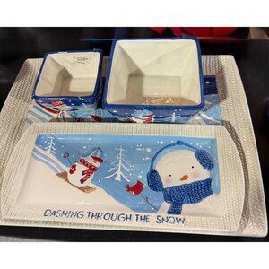 Four piece St. Nicholas Square Snowman set